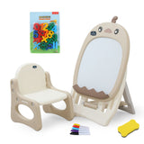 Little Story Drawing Board With Chair, Magnetic Numbers, 5 Color Pen And Sponge Eraser- Ivory