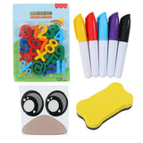 Little Story Drawing Board With Chair, Magnetic Numbers, 5 Color Pen And Sponge Eraser- Ivory