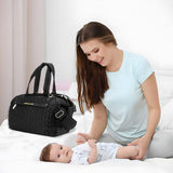 Little Story Quilted Diaper Bag with Shoulder Strap - Black