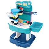 Little Story 2-In-1 Mode Theme Park With Slide And Block Toy Set School Bag (52 Pcs) - Blue