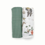 Little Unicorn Deluxe Muslin Swaddle 2 Pack Set - Safari Social