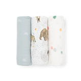 Little Unicorn 3-Pack Cotton Muslin Swaddle Set - Party Animals