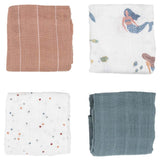 Little Unicorn Cotton Muslin Squares 4 Pack - Mermaids Set