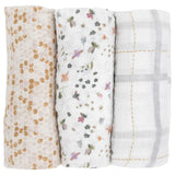 Little Unicorn 3-Pack Cotton Muslin Swaddle Set - Garden Bees Set