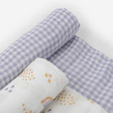 Little Unicorn Deluxe Muslin Swaddle Set - Rainbow Gingham (Pack of 2)