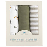 Little Unicorn 3-Pack Cotton Muslin Swaddle Set - Forest Friends 2