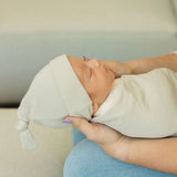 Little Unicorn Stretch Knit Swaddle and Hat Set - Pebble