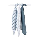 Lulujo Muslin Cloths 100% cotton (70cm x 70cm) - Blueberries (Pack of 3)