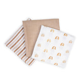 Lulujo Muslin Cloths 100% cotton (70cm x 70cm) - Rainbow (Pack of 3)