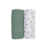 Lulujo Cotton Swaddles - Bunny & Fern (Pack of 2)