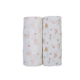 Lulujo Cotton Swaddles - Kitty & Flowerfield (Pack of 2)