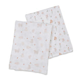 Lulujo Cotton Swaddles - Kitty & Flowerfield (Pack of 2)