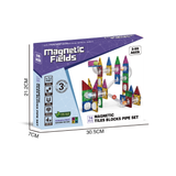 Magnetic Fields Magnetic Tiles Blocks Pipe Set - 74 Pcs