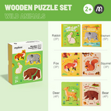 Mideer 4-in-1 Wooden Puzzle Set - Wild Animals