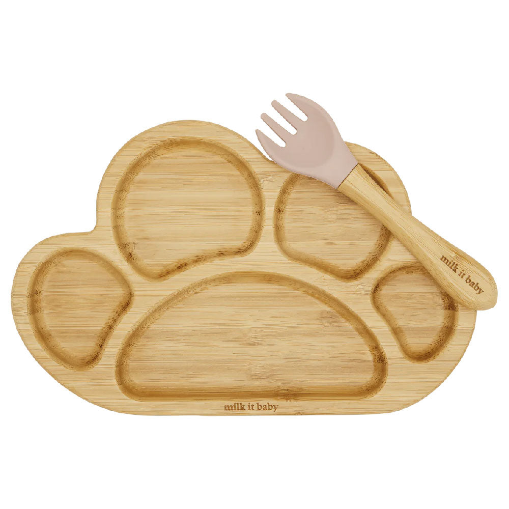 Milk It Baby Bamboo Tiger Paw Plate Set - Dusty Pink - Laadlee