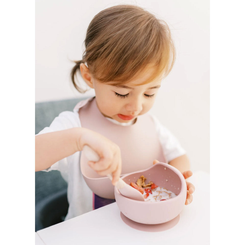 Milk It Baby Bib & Bowl Set - Dusty Pink - Laadlee