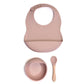 Milk It Baby Bib & Bowl Set - Dusty Pink - Laadlee