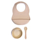 Milk It Baby Bib & Bowl Set - Sandy Beige - Laadlee