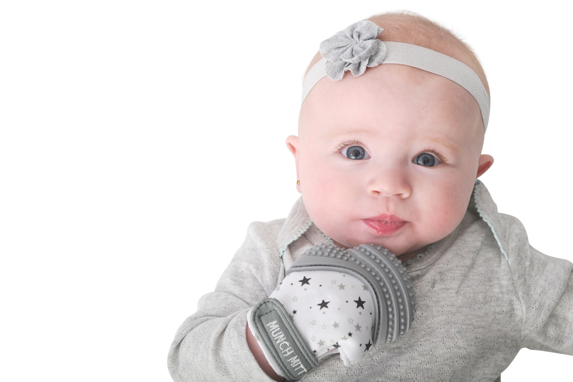 Malarkey Kids Munch Mitt Teething Mitten - Grey Stars - Laadlee
