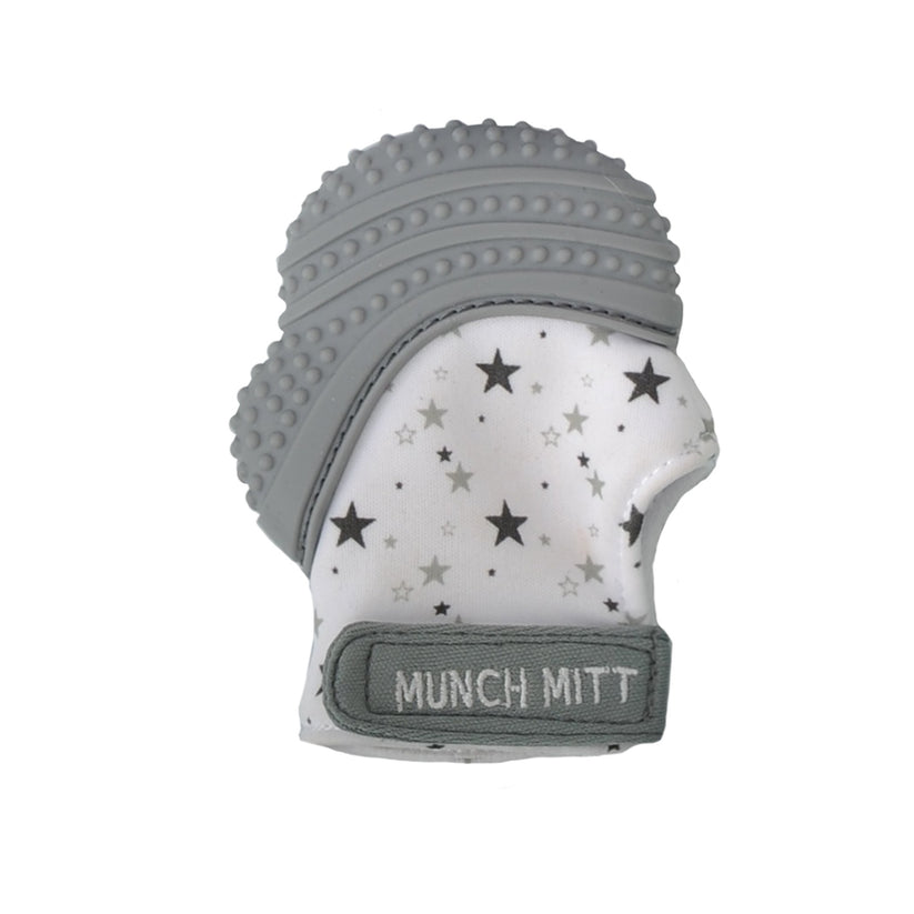 Malarkey Kids Munch Mitt Teething Mitten - Grey Stars - Laadlee