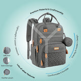 Moon Karyme Diaper Backpack With Pacifier Case - Dark Grey