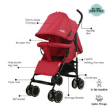 Moon Neo Plus Light Weight Travel Stroller - Fire Red
