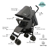 Moon Neo Plus Light Weight Travel Stroller - Mid Grey