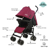 Moon Neo Plus Light Weight Travel Stroller - Dark Red