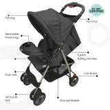 Moon Bezik One Fold Stroller - Dark Grey