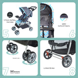 Moon Trek One Fold Stroller - Blue Stripes