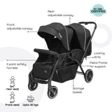 Moon Dois Twin Stroller Twin Baby Stroller Pram - Black
