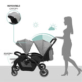 Moon Dois Twin Stroller Twin Baby Stroller Pram - Grey