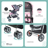 Moon Trek One Fold Stroller - Pink Stripes