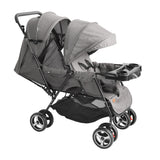 Moon Magnum Tandem Easy Fold Twin Travel Stroller - Cool grey