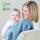 Moon Organic Cellular Blanket - Blue (75 x 100 cm)