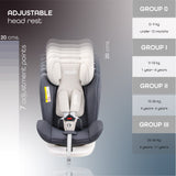Moon GYRO Baby Car Seat ISOFIX+ Top Tether Rotation 360 - Grey