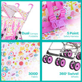 Moon Jet Plus Twin Buggy Travel Stroller - Pink