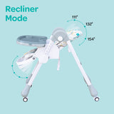 Moon Apex Baby Reclining Highchair With 7 adjustable heights - Grey