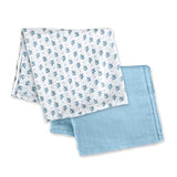 Moon Bamboo Muslin Swaddle - Elephant Print & Blue (Pack of 2)