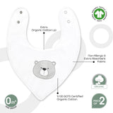 Moon Organic Bandana Bibs Regular - Bear & Grey (Pack of 2)