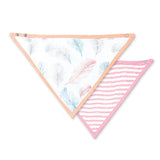 Moon Organic Muslin Bibs - Feather & pink stripes (Pack of 2)