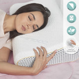 Moon Contour Memory Foam Pillows Height Adjustable With Cool Fabric