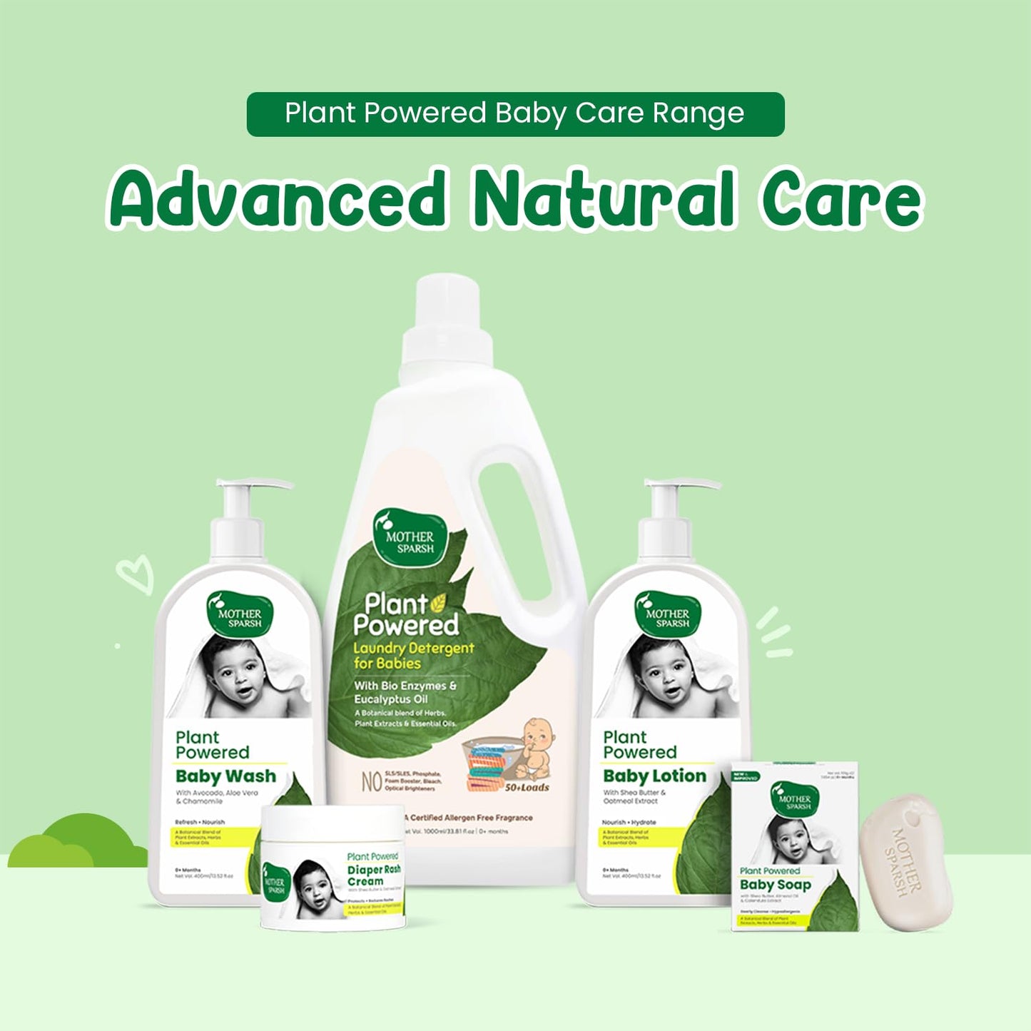 Mother Sparsh Plant Powered Laundry Detergent for Babies - Refill Pack - 500ml (Pack of 2)