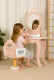 Little Angel Kids Wooden Vanity Set Dressing Table Toy With Mirror & Chair