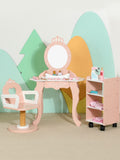 Little Angel Kids Wooden Vanity Set Dressing Table Toy With Mirror & Chair
