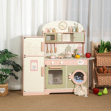 Little Angel Kids Wooden Kitchen Playset With Fridge, Oven & Accessories