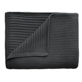 Mushie Knitted Baby Blanket Ribbed Dark Gray Melange - Laadlee