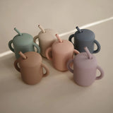 Mushie Silicone Training Cup + Straw Pale Daffodil - Laadlee