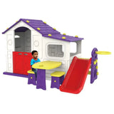 MYTS Playhouse With Slide, Table & Chair And Basketball - Purple