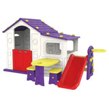 MYTS Playhouse With Slide, Table & Chair And Basketball - Purple